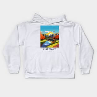 A Pop Art Travel Print of Calgary - Canada Kids Hoodie